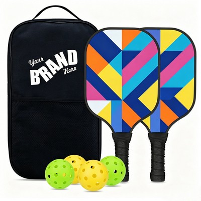 Modern Vibrant Pickleball Paddle Complete Set With Carrying Bag & Hollow Practice Balls