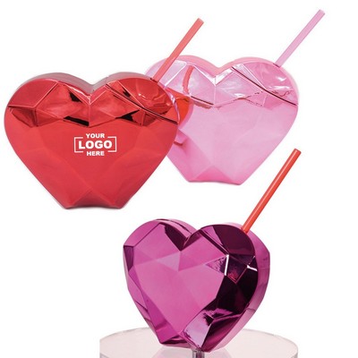 20oz Heart Cup with Lid & Straw