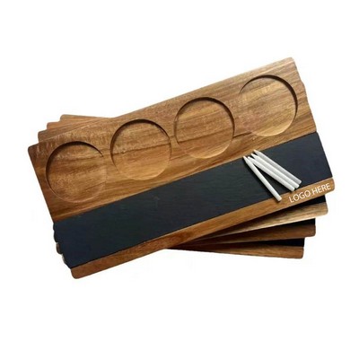Bamboo Wine Tasting Tray with Chalkboard