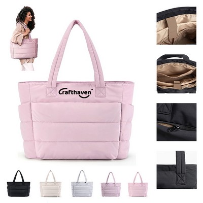 20L Puffy Tote Bag with Compartments