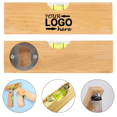 Bamboo Level Tool with Bottle Opener