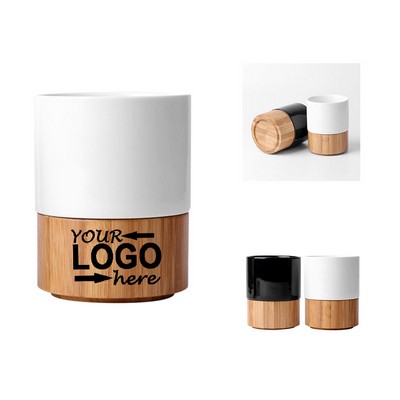 Ceramic Mug 300ml Bamboo Base Cup Modern Drinkware