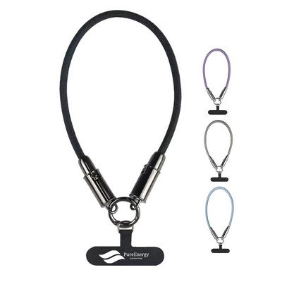 2-in-1 Braided Charging Lanyard Wrist Strap Data Cable Multi-Function