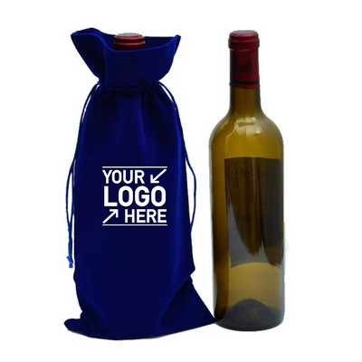 6" x 13" Embroidery Velvet Wine Drawstring Bag