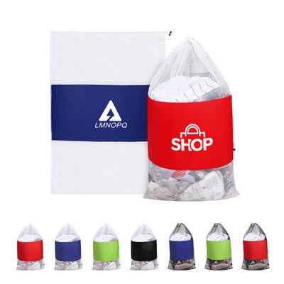 Large Capacity Drawstring Mesh Laundry Bag 25"x36"