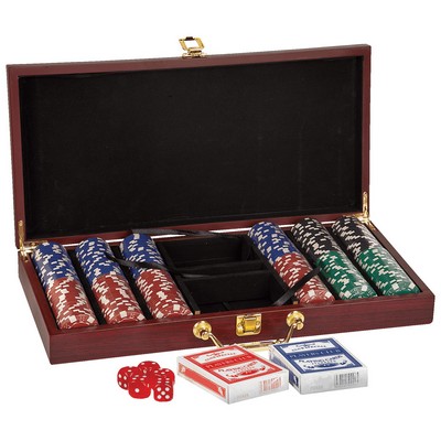Rosewood Finish Poker Chip Set - Premium Gaming Collection