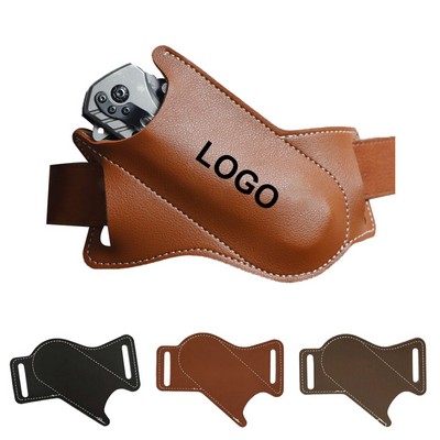 Belt Loop PU Leather Knife Holster for Folding Pocket Knives