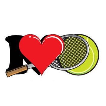 I Love Tennis w/ Racket Magnet w/ Full Magnetic Back (8 Square Inch)