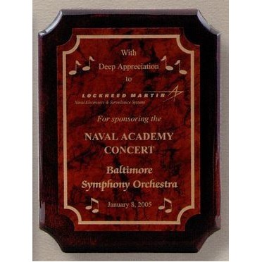 Clipped Corners Piano Finish High Gloss Rosewood Plaque (9"x12")