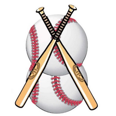 Baseballs & Bats Gift Shop Magnet w/ Full Magnetic Back (8 Square Inch)