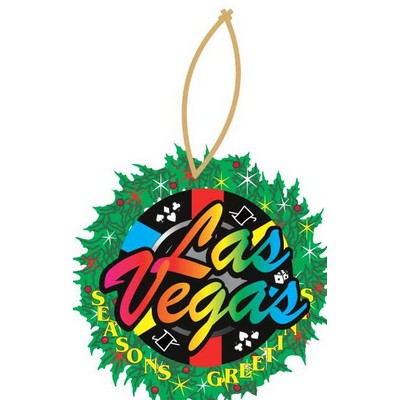 Las Vegas Poker Chip Wreath Ornament w/ Clear Mirrored Back (4 Square Inch)