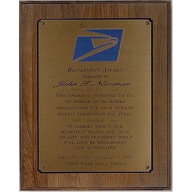 Simulated Walnut Plaque w/ Full Size Engraving Plate (12"x15")