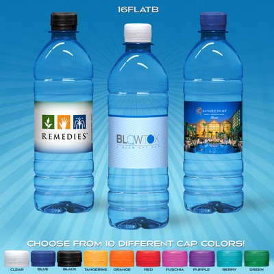 16.9 Oz. Custom Label Spring Water w/Flat Cap - Blue Tinted Bottle