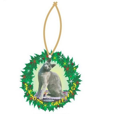 Russian Blue Cat Promotional Wreath Ornament w/ Black Back (6 Square Inch)