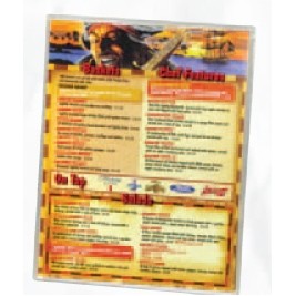 Clear Heat Sealed Single Panel Menu Jackets (6"x9 1/2" Insert) PER DOZEN