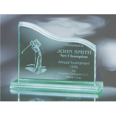 Jade Glass Waterfall Horizontal Wave Award (8"x7")