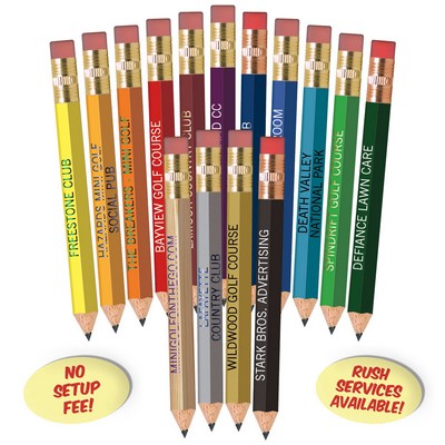 Neon Pink Hexagon Golf Pencils with Erasers