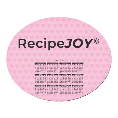 10"X8" Oval Shape Hard Surface Calendar Mouse Pad Full Color 1/8" Rubber Base