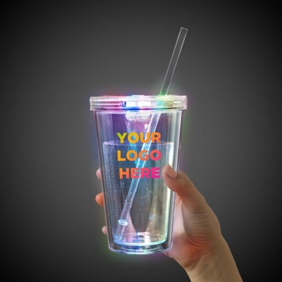 Multi Color LED Travel Cup w/Straw(Pad Print)