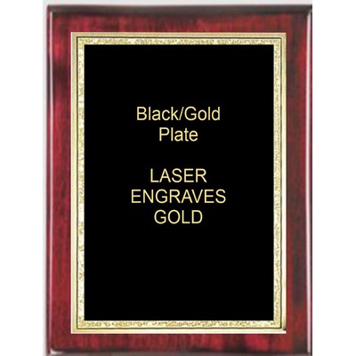 Rosewood 7-1/4" x 9-1/4" Piano Finish Free Standing Plaque - With 6" x 8" Black/Gold FlorentinePlate