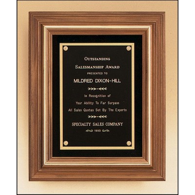 Solid American Walnut Framed Plaque w/Gold Trim (12"x14")