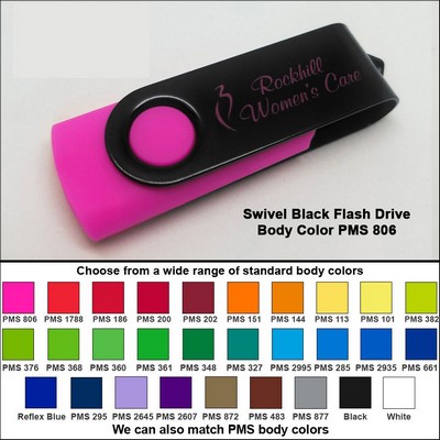 Swivel Black Flash Drive - 32 GB Memory - Body PMS 806