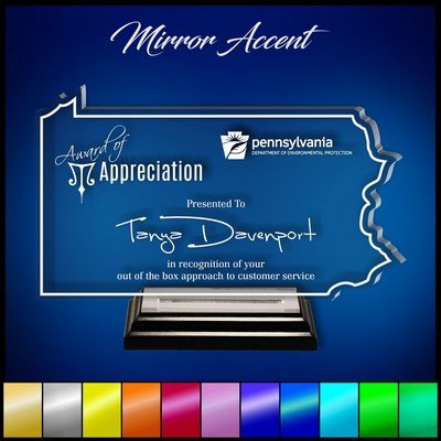 6" Pennsylvania Clear Acrylic Award with Mirror Accent