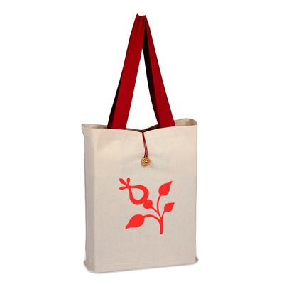 Button-Up Tote with Colored Handles