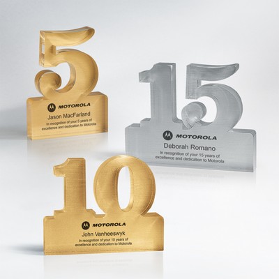 Single Digit Brushed Metallic Finish Anniversary Standing