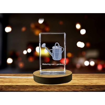 Watering Can 3D Engraved Crystal Trophy Award /LED Base Light