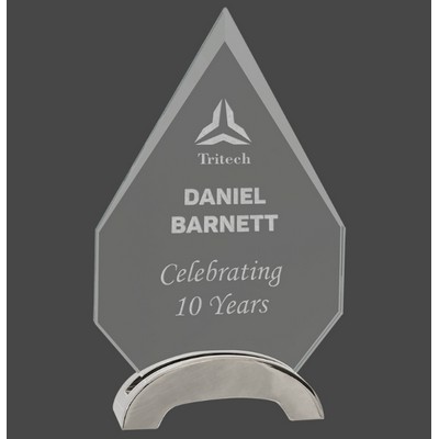 8.5" Diamond Platinum Glass Award w/ Metal Arch Base