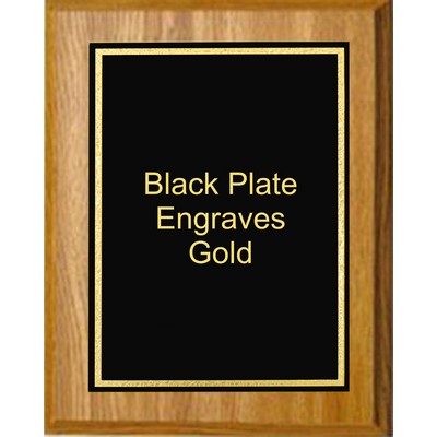 Oak Plaque 5" x 7" - Florentine Frame Designer Plate Black/Gold 4" x 6" Plate