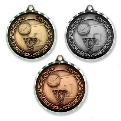 Diamond-cut Basketball Medal - Engravable
