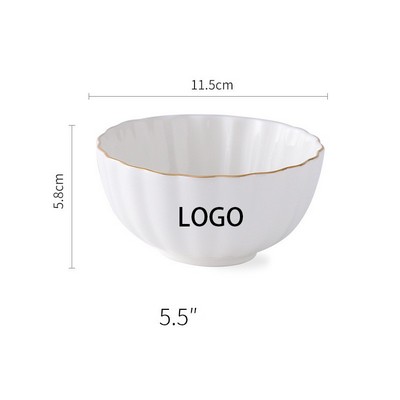 5.5" Porcelain Bowl with Gold Rim