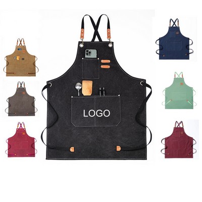 Denim Aprons with Cross Back Adjustable Straps