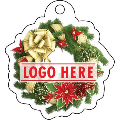 1/4" Recycled Wood Ornaments-Wreath with Poinsettia
