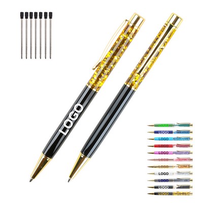 Metal Liquid Sand Glitter Oil Based Ballpoint Pen Colorful Metallic Ink Pen