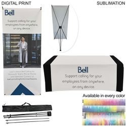 Tradeshow Package, Tripod Banner w/Graphics + Sublimated Tablerunner, Easy to setup