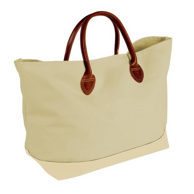 USA & Union Made Natural Canvas Leather Handle Tote Bag