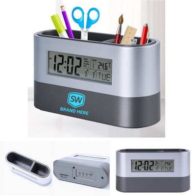 Alarm Clock Pen Organizer
