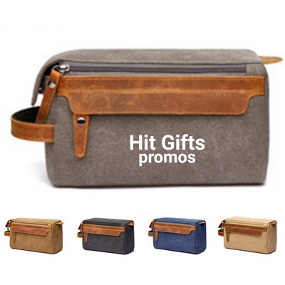 Leather Canvas Toiletry Bag