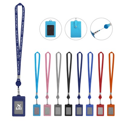 Retractable Badge Reel Lanyard W/ Back Card Holder