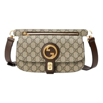 Gucci GG Supreme Blondie Canvas Belt Bag Brown Beige Size 90