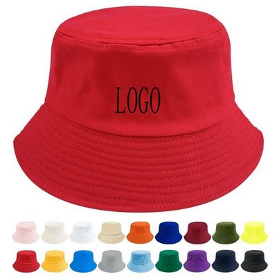 Unisex Cotton Bucket Hat with Custom Embroidery (One Size Fits Most, 18 Colors)