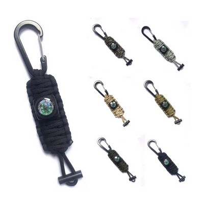 Survival Paracord Keychain with Carabiner