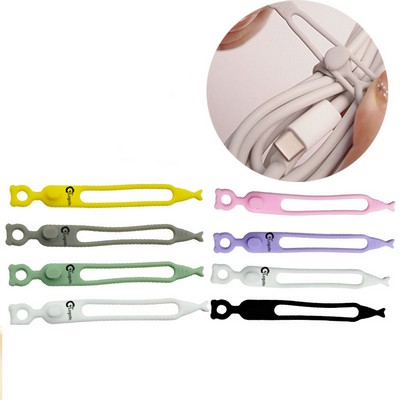 Silicone Zip Tie Bear Head Elastic Cord Strap Reusable Cable Organizer