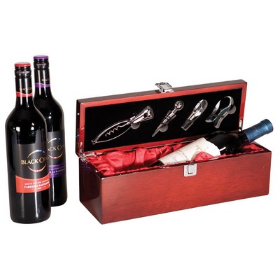 Rosewood Piano Finish Wine Presentation Box with Complete Tool Set