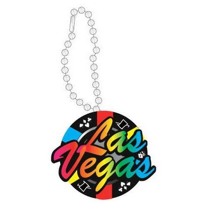 Las Vegas Poker Chip Promotional Key Chain w/ Black Back (2 Square Inch)