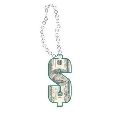 Dollar Sign $100 Bill Promotional Key Chain w/ Black Back (3 Square Inch)
