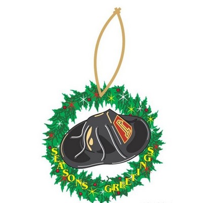 Fireman Hat Executive Wreath Ornament w/ Mirrored Back (8 Square Inch)